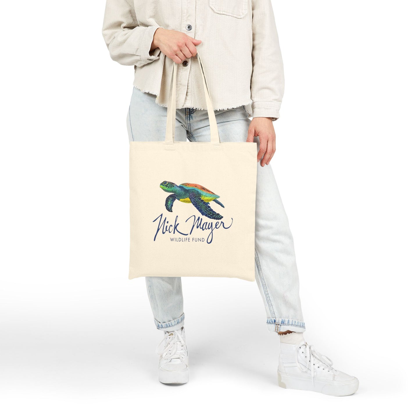 Adult Endangered Sea Turtle Cotton Canvas Tote Bag