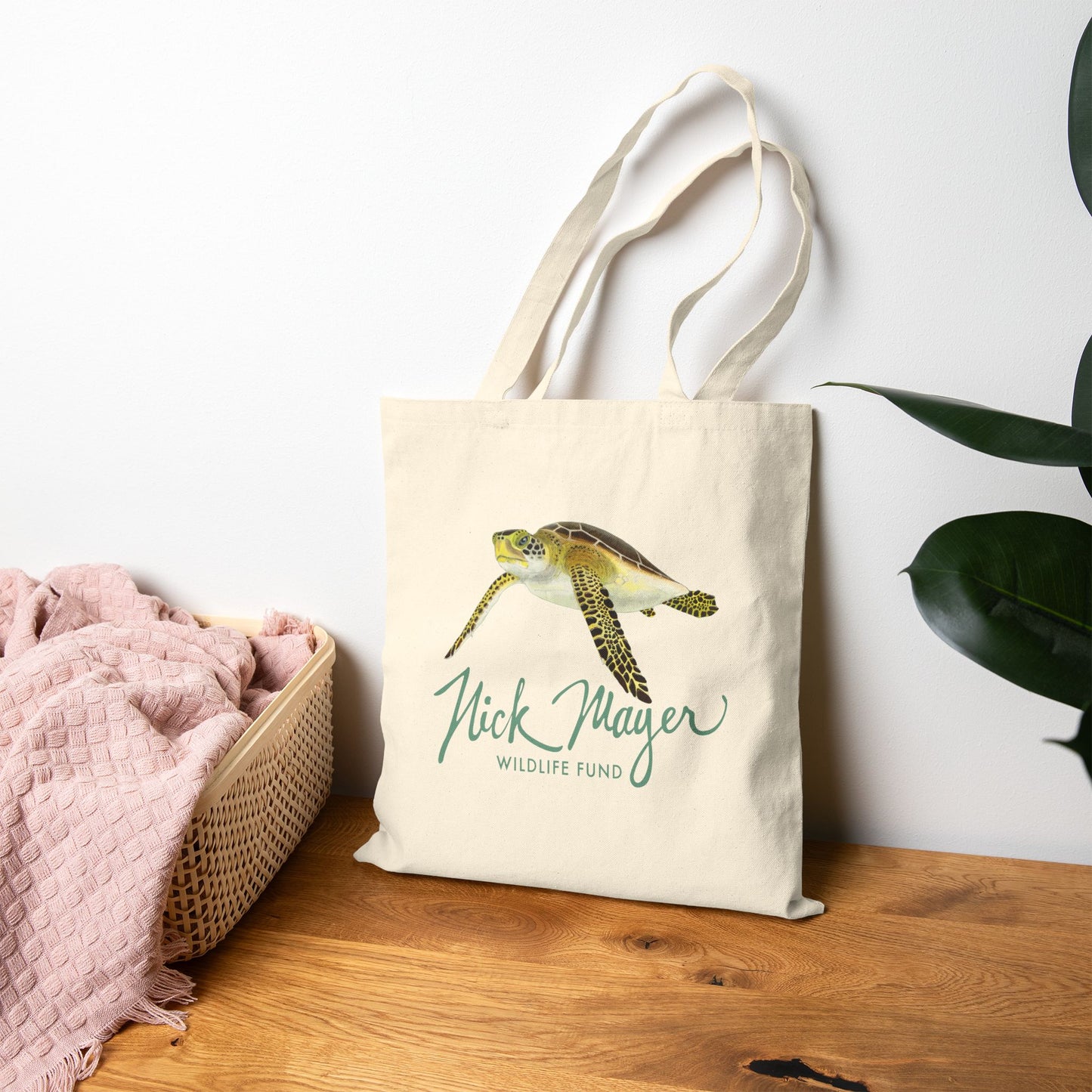 Juvenile Endangered Sea Turtle Cotton Canvas Tote Bag