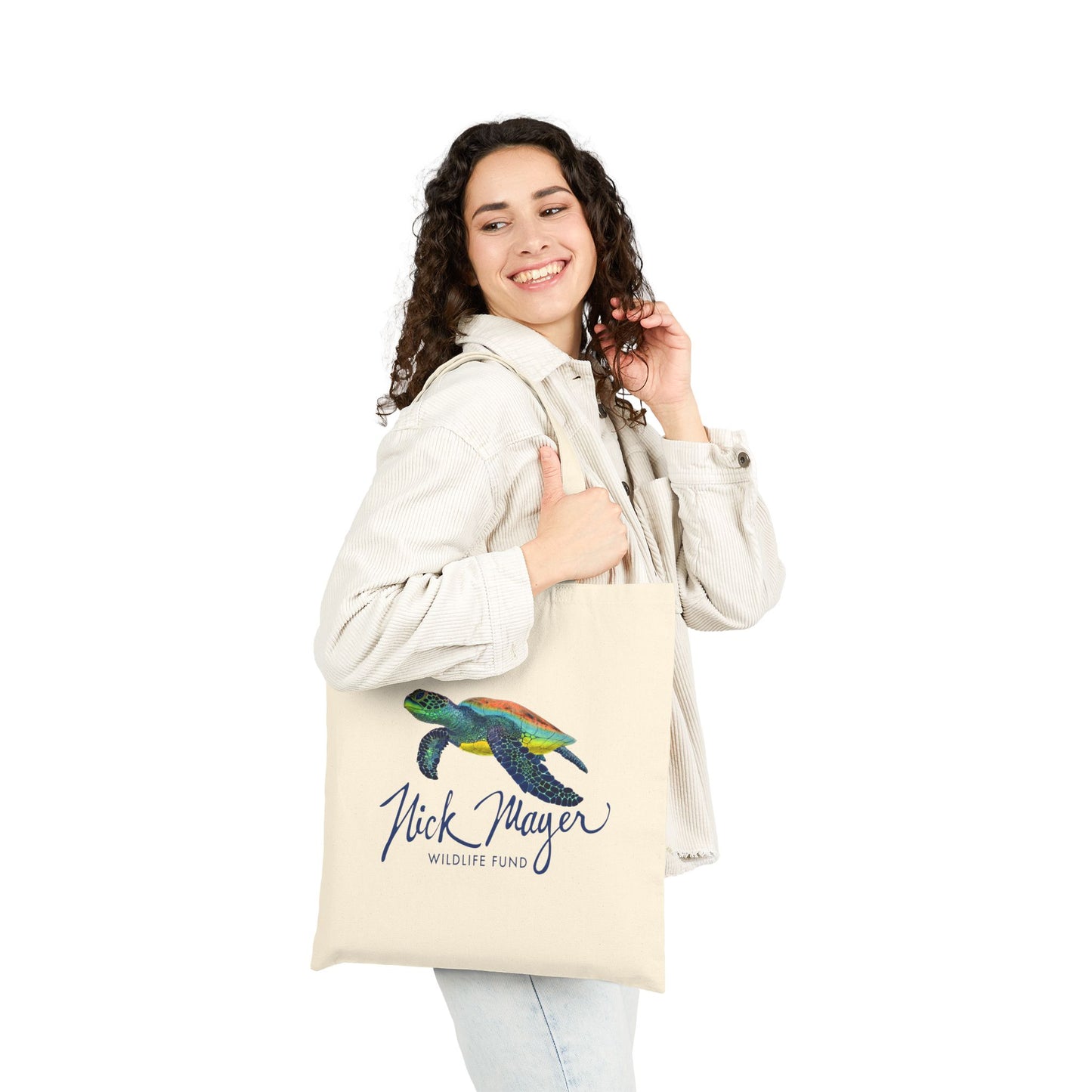 Adult Endangered Sea Turtle Cotton Canvas Tote Bag
