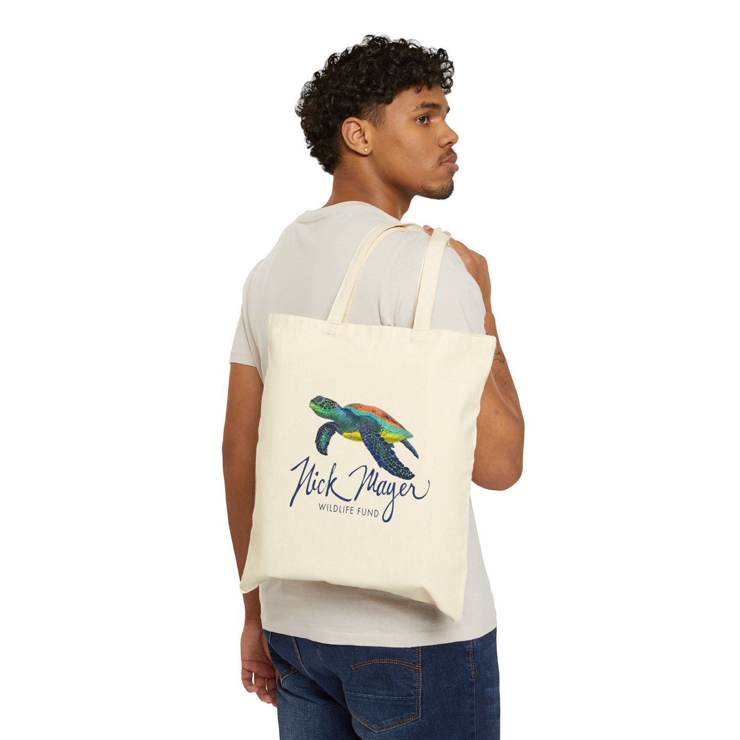 Adult Endangered Sea Turtle Cotton Canvas Tote Bag