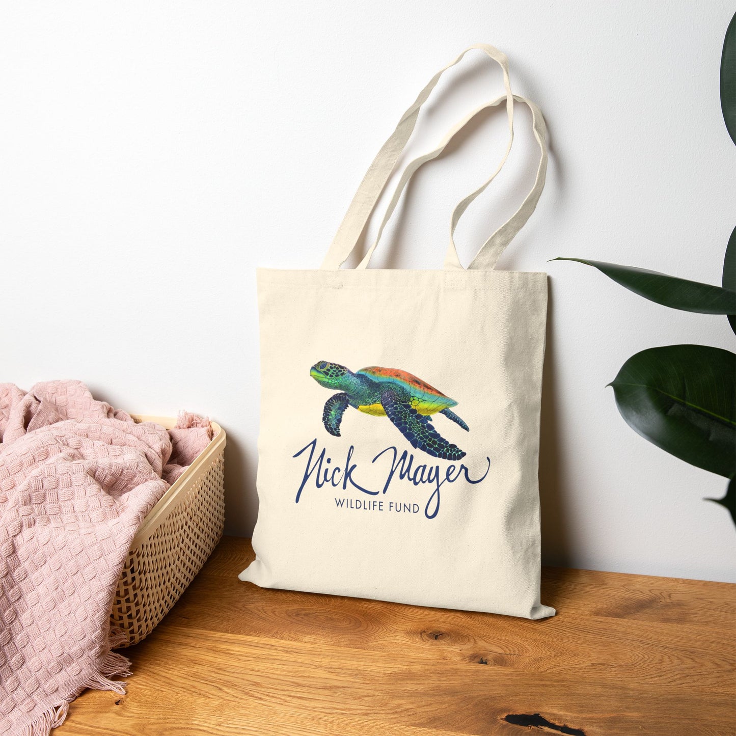 Adult Endangered Sea Turtle Cotton Canvas Tote Bag